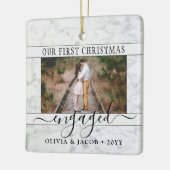 2フォト婚約初めてのクリスマスフェイク大理石 セラミックオーナメント (左)