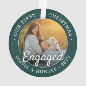 2フォト婚約第1回クリスマスグリーンと白 オーナメント (裏面)