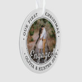 2フォト婚約第1回クリスマスブラックとホワイト オーナメント (正面)