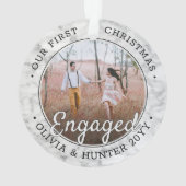2フォト婚約1stクリスマスマーブルフェイクビー オーナメント (裏面)