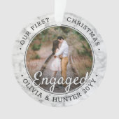 2フォト婚約1stクリスマスマーブルフェイクビー オーナメント (正面)