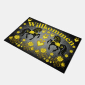 2フォークフリージアン、金ゴールド/シルバーウィルコムメン、ようこそ ドアマット (アングル)