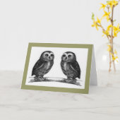 2フクロウ: 私達の結婚やじり声: 記念日: 鉛筆 カード (黄色い花)