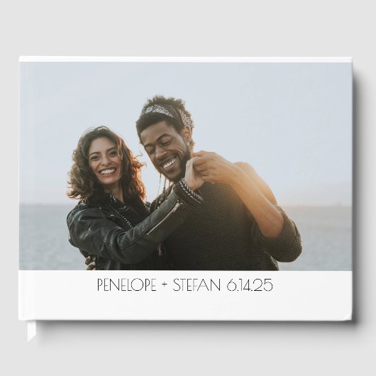 2フスタイリッシュル写真シンプルの結婚カスタム ゲストブック (正面)