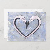 2フラミンゴキスハートオンブルー ポストカード (正面/裏面)