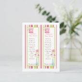 2ブックマークティーパーティーピンクパステルフラワーズ ポストカード (スタンド正面)