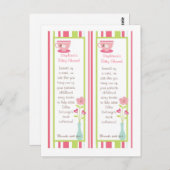 2ブックマークティーパーティーピンクパステルフラワーズ ポストカード (正面/裏面)