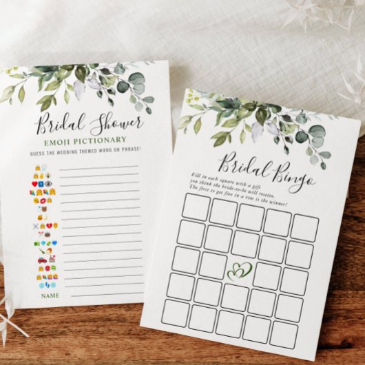 2ブライダルシャワーゲームユーカリエレガントプタスカード 招待状