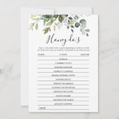 2ブライダルシャワーゲームユーカリエレガントプタスカード 招待状 (裏面)