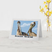 2ブラウンペリカン誕生日グリーティングカード カード (黄色い花)