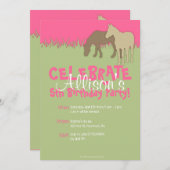 2ブラウンホースガールズ誕生日パーティーの招待状 招待状 (正面/裏面)