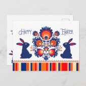 2ブルーバンニーのイースターフォーカル🐰カスタム文字 ポストカード (正面/裏面)