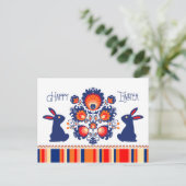 2ブルーバンニーのイースターフォーカル🐰カスタム文字 ポストカード (スタンド正面)