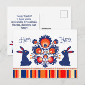 2ブルーバンニーのイースターフォーカル🐰カスタム文字 ポストカード (正面/裏面)