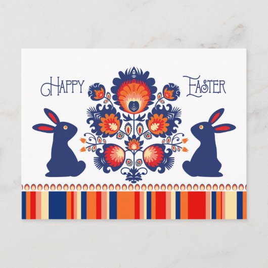 2ブルーバンニーのイースターフォーカル🐰カスタム文字 ポストカード (正面)