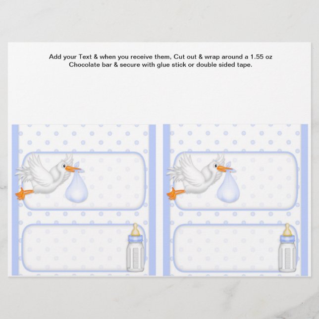 2ブルーベビーシャワー好みカスタムキャンディバーラッパー (正面)