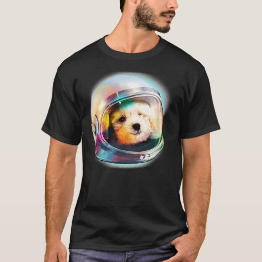 2プードルパピー宇宙飛行士ヘルメット宇宙銀河系Do Tシャツ (正面)