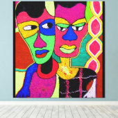 2ヘッズアクリル油オンキャンバスMoji Okuule キャンバスプリント (インサイチュ (ウッドフロア))