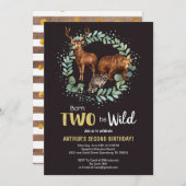2ベ生まれワイルドウッドランド誕生日招待状ボーイズ 案内状 (正面/裏面)