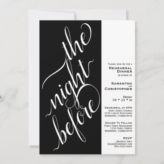 2ペイミニマルンのリハ結婚ーサルディナーブラック 招待状 (正面)