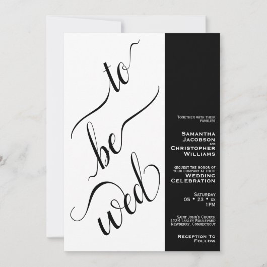 2ペイ結婚ンドの黒と白の結婚使用 招待状 (正面)