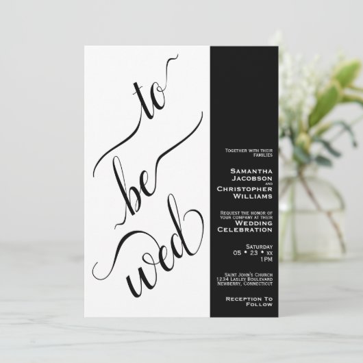 2ペイ結婚ンドの黒と白の結婚使用 招待状 (スタンド正面)