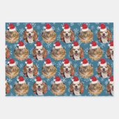 2ペットフォトサンタハットオンヘッズブルーティール(緑がかった色)ラッピング ラッピングペーパーシート (正面3)