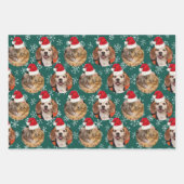 2ペットフォトサンタハットオンヘッズブルーティール(緑がかった色)ラッピング ラッピングペーパーシート (正面2)