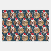 2ペットフォトサンタハットオンヘッズブルーティール(緑がかった色)ラッピング ラッピングペーパーシート (正面)