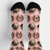 2ペットフォトポープリントバラ金ゴールドかわいい ソックス (上部)