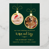 2ペット写真クリスマスモダン金ゴールド 箔シーズンカード (正面)