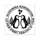 2ペンギンキスをする、ハート名差出人住所 セルフインキングスタンプ (デザイン)