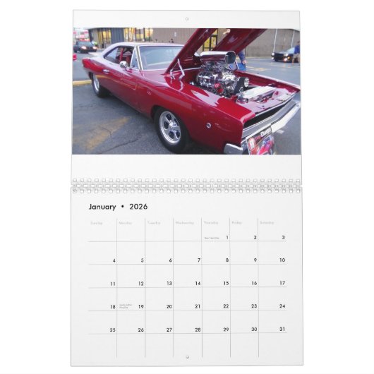 2ページ、媒体、白いカレンダーのプロ通りのごまかし カレンダー (1月 2026)