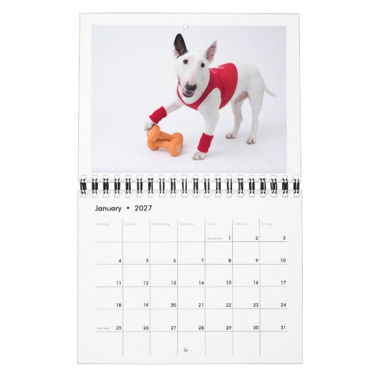 2ページMediumCalendar、白 カレンダー (1月 2027)