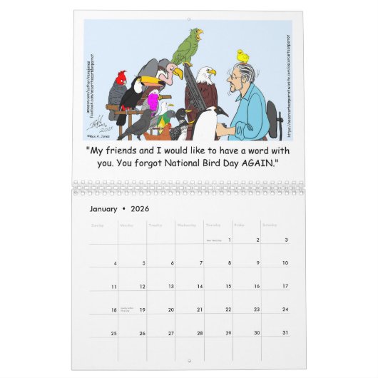 2ページMediumCalendar、白 カレンダー (1月 2026)