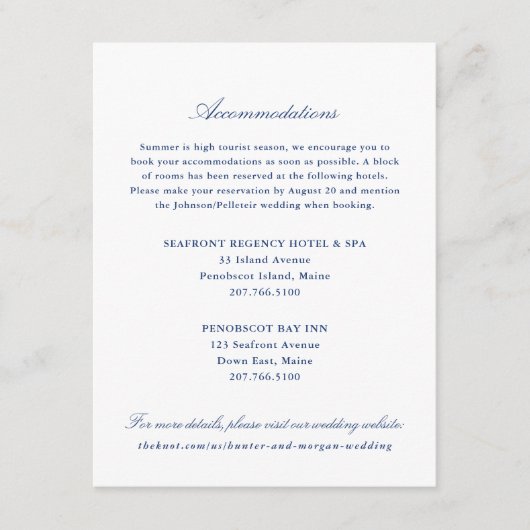 2ホテルズ結婚インサートカード – Penobscot エンクロージャーカード (正面)