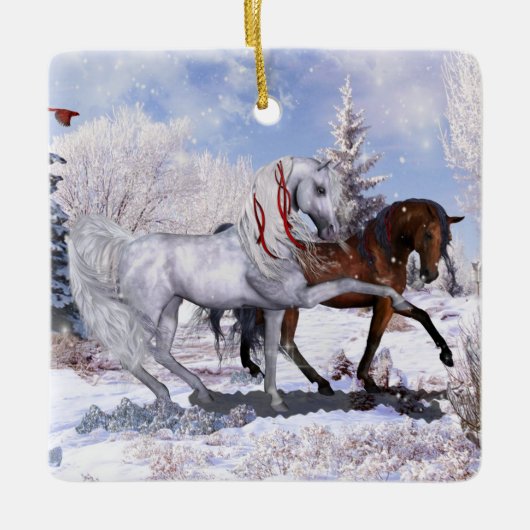2ホースシーンホリデーセラミックオーナメント セラミックオーナメント (正面)