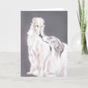 2ボルゾイ犬の芸術犬の折り畳みグリーティングカード カード