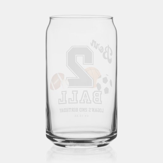 2ボール生まれスポートテーマ少年2nd誕生日の好意 ガラス缶 (裏面)