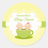 2ポッド双生児の赤ちゃんシャワーユニセックスの2つのエンドウ ラウンドシール (正面)