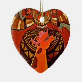 2ポニーテイルアートのキリン セラミックオーナメント (右)