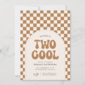 2マスタードクールレトロ市松模様に2歳の誕生日 招待状 (正面)