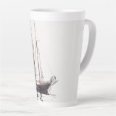 2マストのスクーナー船とドリーバイウィンスローホーマー カフェラテマグ (右アングル)