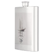 2マストのスクーナー船とドリーバイウィンスローホーマー フラスク (左)