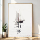 2マストのスクーナー船とドリーバイウィンスローホーマー ポスター