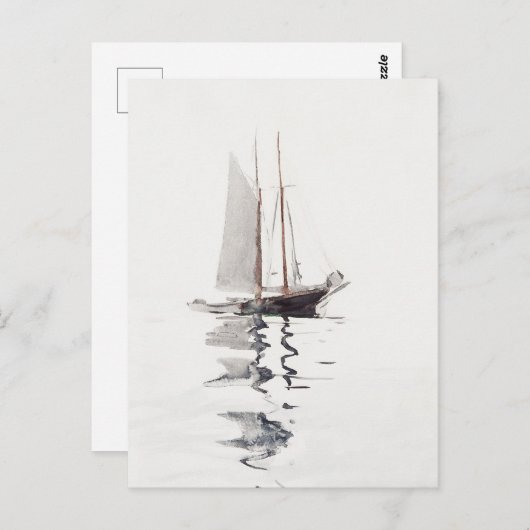 2マストのスクーナー船とドリーバイウィンスローホーマー ポストカード (正面/裏面)