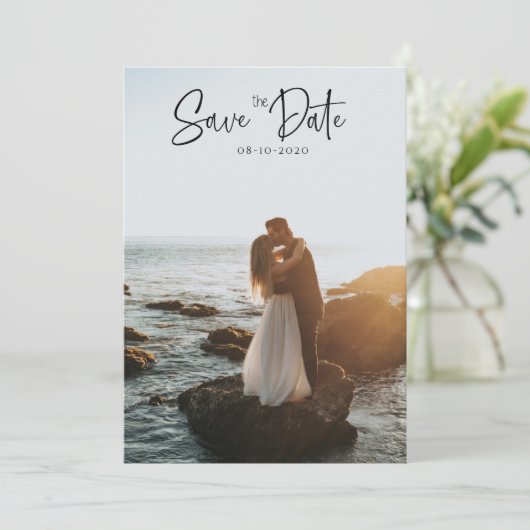 2ミニマル枚の写真を保存して日付招待状カード セーブザデート (スタンド正面)