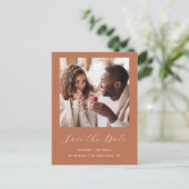 2ミニマル-Photo Script Terracotta日付の保存 案内ポストカード (スタンド正面)