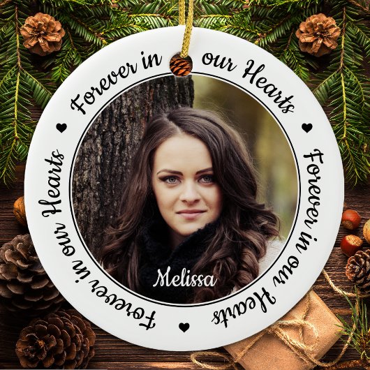 2モダンつのハートで永遠に記念撮影 セラミックオーナメント