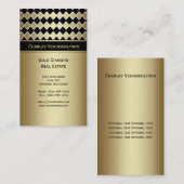 #2モダンで黒い金ゴールドのダイヤモンドの名刺 名刺 (正面/裏面)